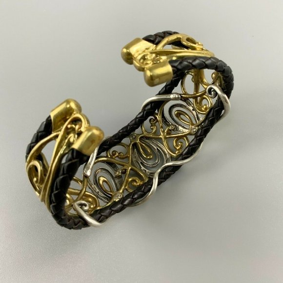 Carolyn Pollack Sterling Silver Leather Cuff